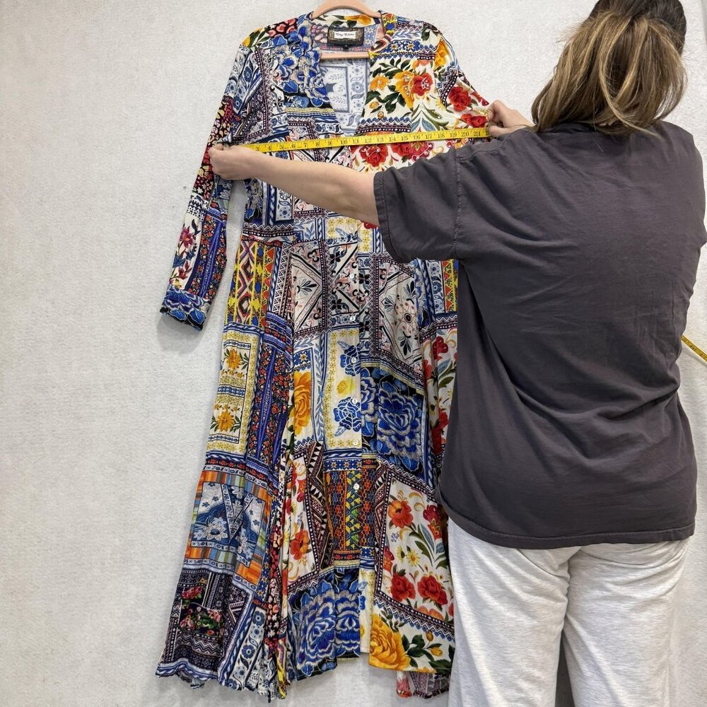 Vintage Collection Dress Womens Medium Patchwork Floral Boho Maxi Long Sleeve - Picture 5 of 9